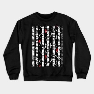 Cardinal birds on birch trees in the winter at night Crewneck Sweatshirt